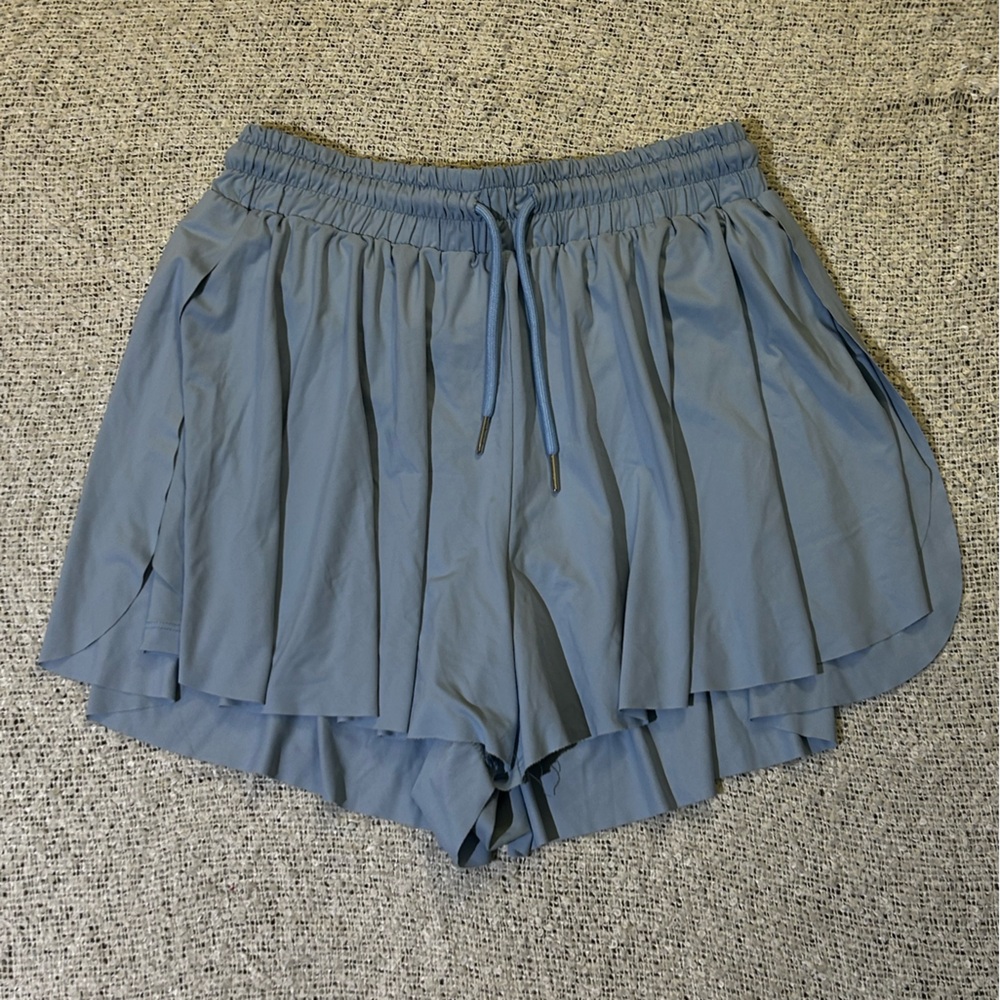 stradivarius Light Blue Layered Drawstring Athletic Shorts Size M